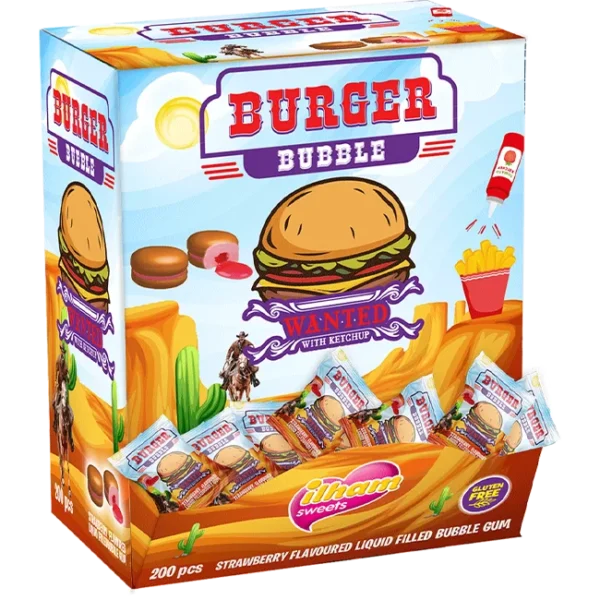Burger Bubble Strawberry Flavoured Bubble Gum