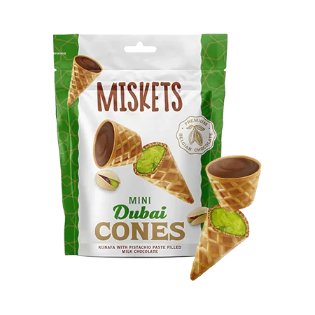 Miskets Mini Dubai Cones Kunafa with Pistachio 50g Miskets Mini Dubai Cones Kunafa with Pistachio 50g