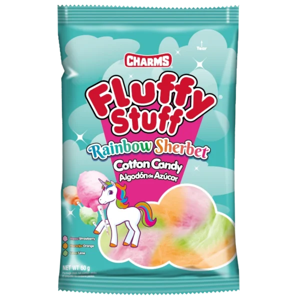 Charms Fluffy Stuff Rainbow Sherbet Algodon de Azucar Bolsa 71g