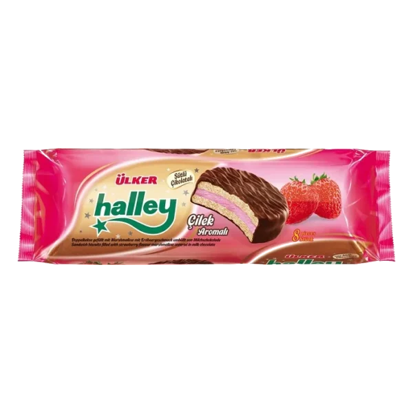 Ülker Halley Çilek Aromalı Sandviç Bisküvi 240g